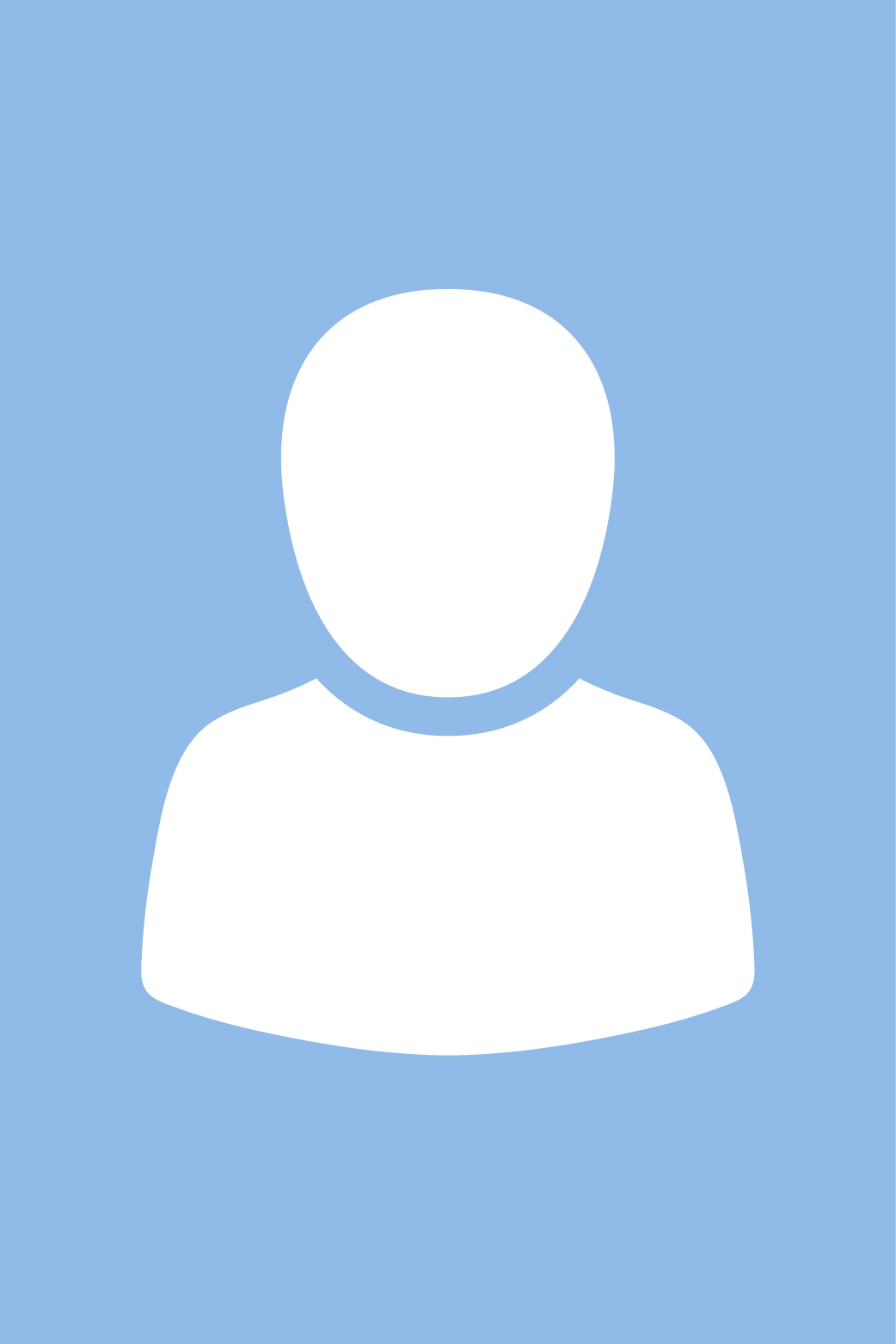 Symbol einer Person mit rundem Kopf und Schultern auf blauem Hintergrund