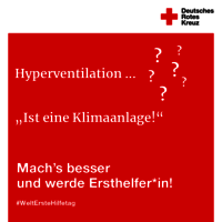 Deutsches Rotes Kreuz Logo, Hinweis auf Erste-Hilfe-Ausbildung. Text: "Mach’s besser und werde Ersthelfer*in!
