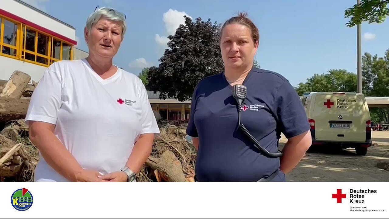 Marion Lass, DRK, berichtet direkt aus Ahrweiler